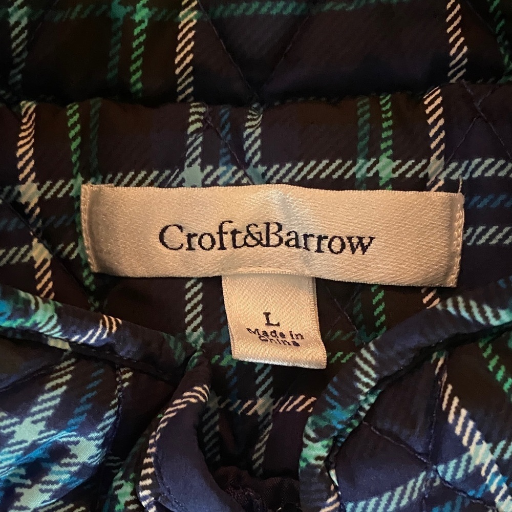 Croft & Barrow Blue, Green and white Plaid puffy Vest - Picture 2 of 8